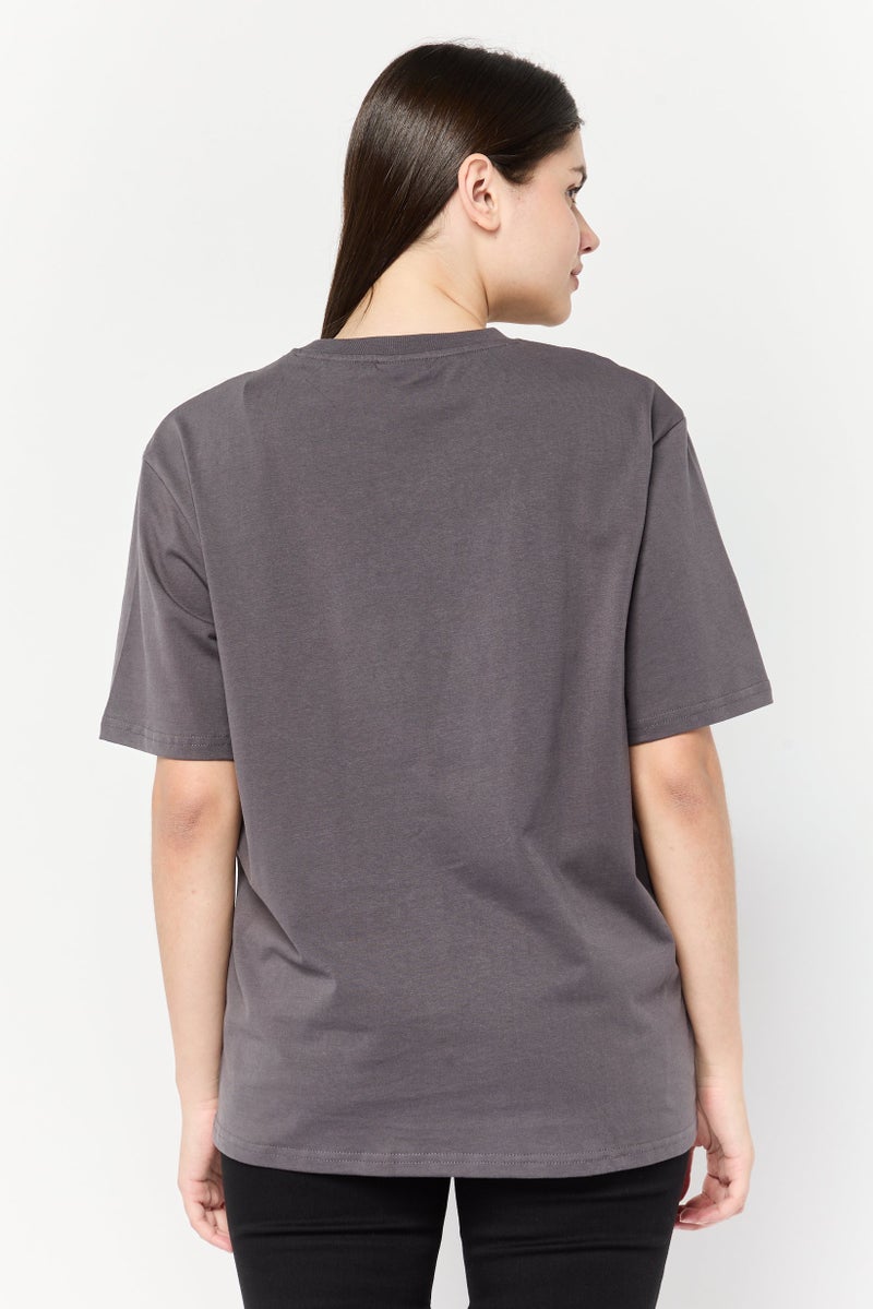 Marilyn Monroe Women Crew Neck Short Sleeves Graphic Print T-Shirt, Grey - Image 4